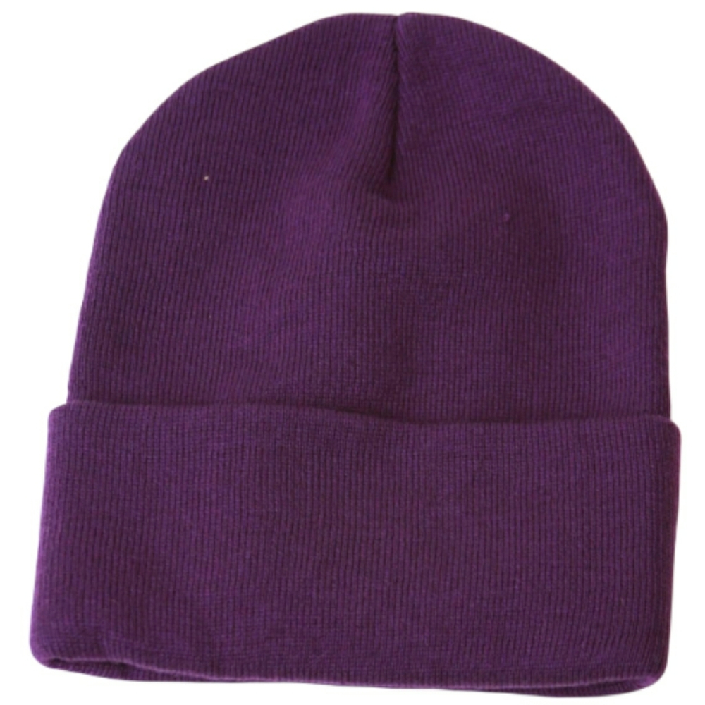 LONG CUFF PURPLE BEANIE